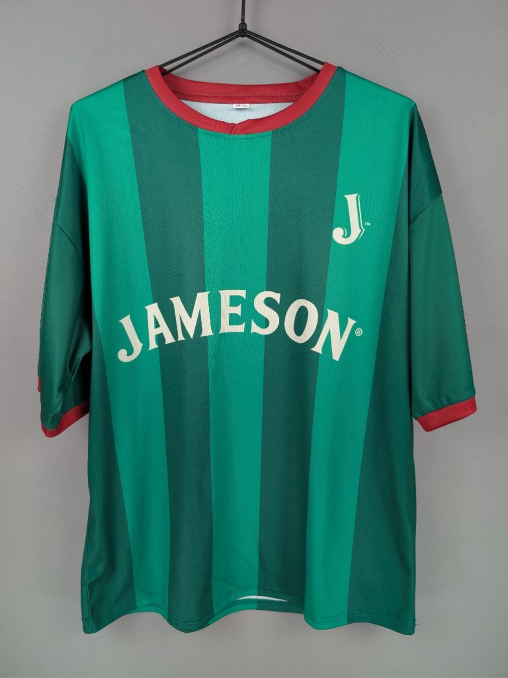 Jameson Whiskey Soccer Jersey XL Green Striped Football Shirt St Patrick's
